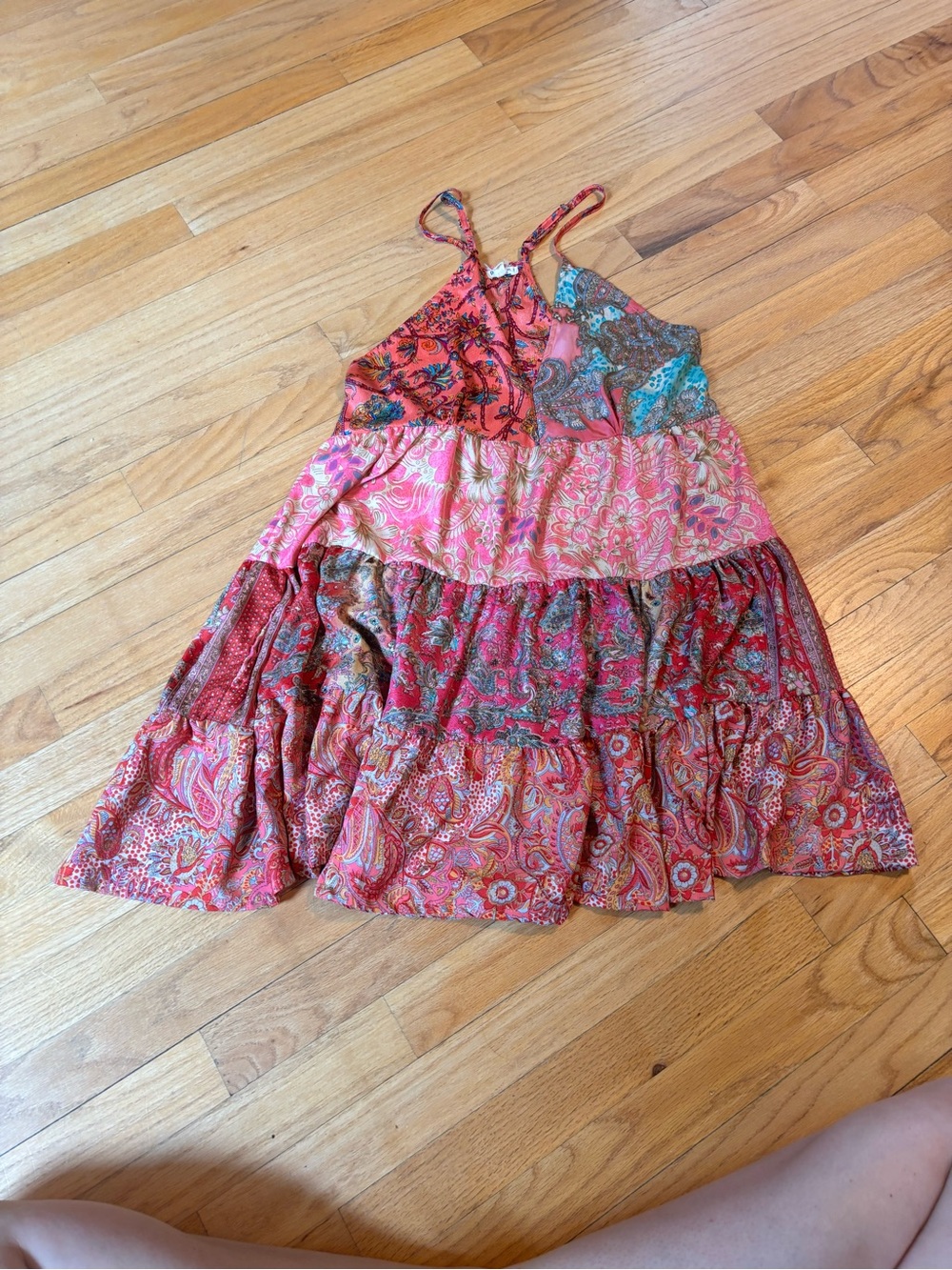 Boho Patchwork Mini Dress in Pink